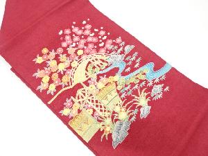 柴垣に流水・花模様名古屋帯